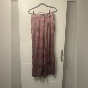 Emporio Armani Pink & Grey Printed Silk Palazzo Pants Size 40